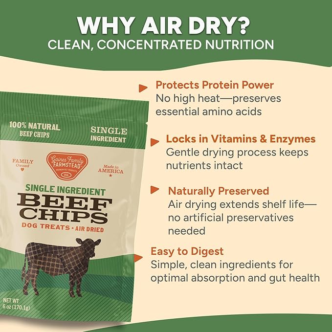 Gaines Family Farmstead Beef Chips for Dogs – 6 oz, Natural Single-Ingredient Dog Treats, High-Protein Rawhide-Free Chews, Healthy Grain-Free Snacks, Made in USA-PurrikoPets