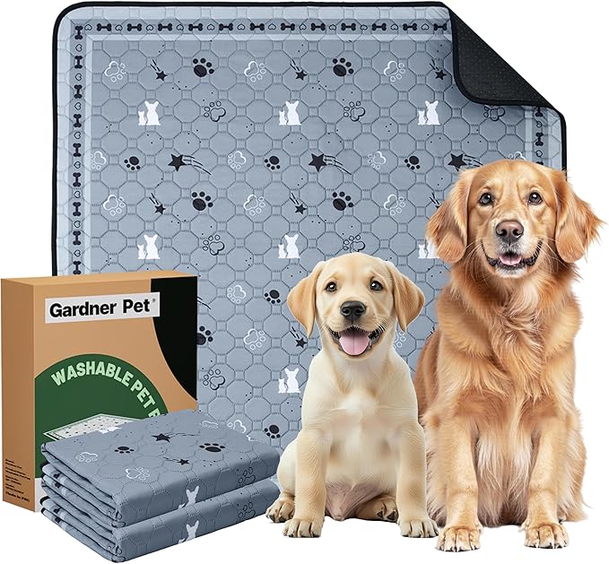Gardner Pet Washable Dog Pee Pads, 36'' x 36'' Non Slip Dog Mats with Great Urine Absorption, Reusable Puppy Pee Pads for Potty Training, 2 Pack-PurrikoPets
