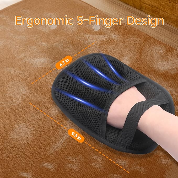 2-in-1 Pet Grooming Glove & Fabric Hair Remover - Reusabie, Silicone Massage Bristles,Static Adhesion for Quiuck Shedding Control,Safe for Dogs & Cats（Big）-PurrikoPets