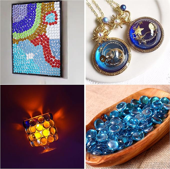 1LB Mix Glass Marbles, Transparent and Smooth Flat Glass Beads for Vases, Mosaic Gem Pebbles for Aquarium Decor, Floral Arrangements, Mancala Stones, Vase Filler and Crafts(Approx. 80-100 PCS)-PurrikoPets