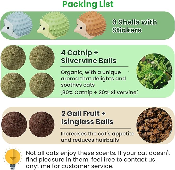 6 Pcs Catnip Ball Toys with Rubbing Shell, Lickable Roller Catnip Toys for Cats Chew, Edible and Refillable Kitten Toys, Teeth Cleaning Dental Indoor Cat Treats Toys, 3 Shells 6 Balls-PurrikoPets