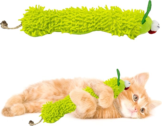 1 Pack Catnip Toys, Soft Cat Pillows Toys, Kitten Caterpillar Catnip Toys,Indoor Interactive Cat Kicker Toys for All Age Cat-PurrikoPets