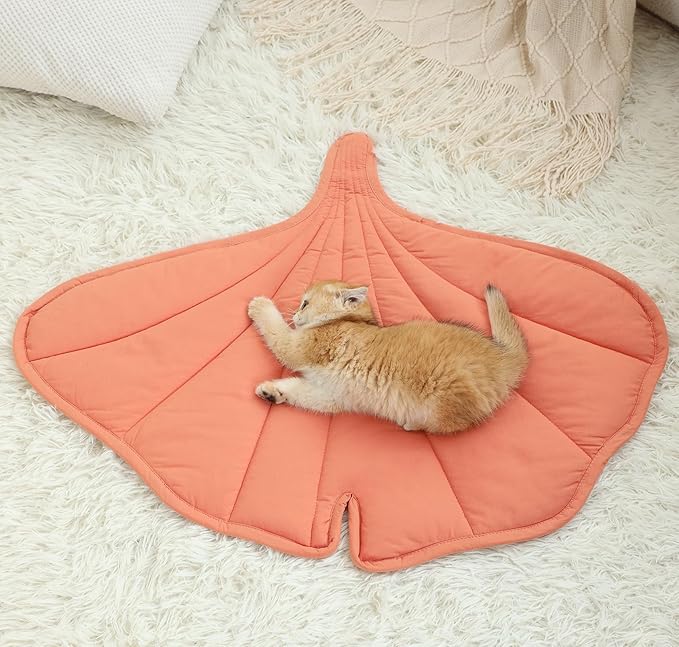31 X 25 Inch Leaf Shaped Cotton Cat Bed Pad, Warming Cat Mat, Pet Warming Pad for Cats, Warmer Mat for Feral and Indoor Cats, 2025 Enlarged and Thickened Leaf Beds-PurrikoPets