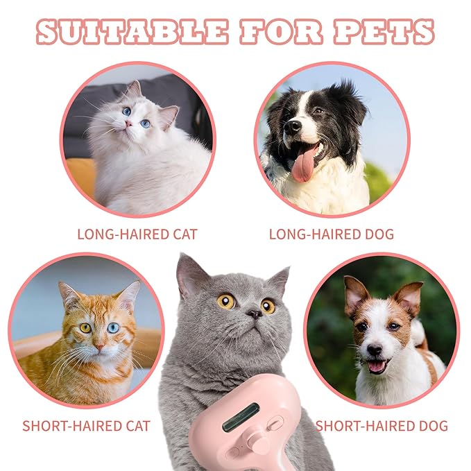 3-in-1 Steam Brush for Cats & Dogs – Hair Removal Comb with One-Click Release & Water Spray – Grooming Brush for Shedding, Long/Short Hair-PurrikoPets