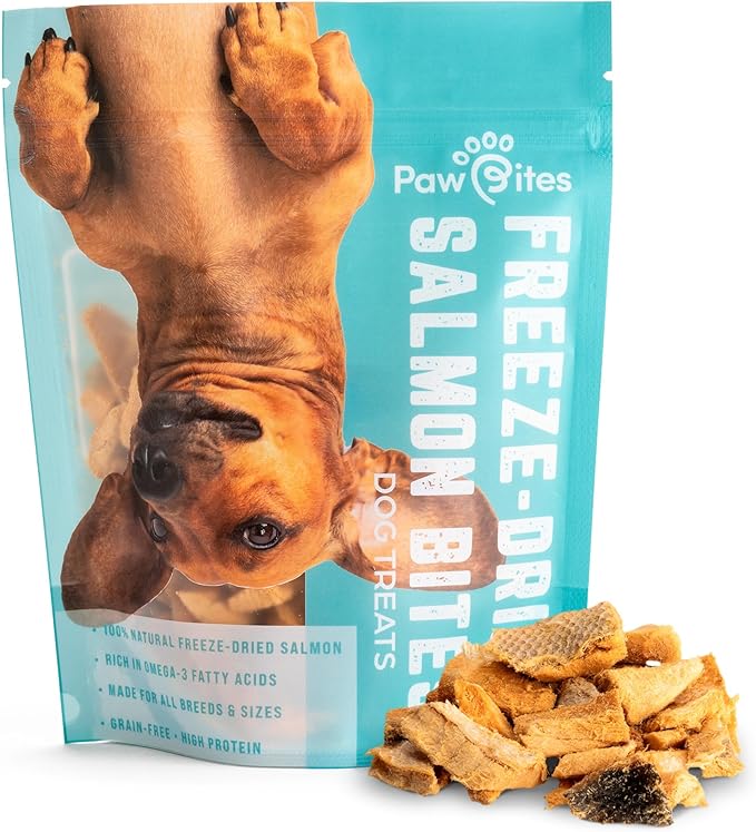 Freeze Dried Dog Treats - Wild Caught Salmon - Dog Food Dry Snacks - with Protein & Omega 3s - for All Breeds & Sizes - No Artificial Flavors & Dyes, No Preservatives - 1 Pouch, 4 oz-PurrikoPets
