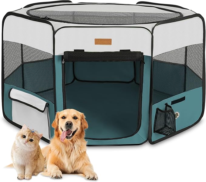 Dog Playpen, Portable Pet Play Pen for Cat, Puppies, Rabbits, Chickens, Foldable Large-Capacity Pet Tent for Indoor/Outdoor Travel Camping (Size XL Without Carry Bag)-PurrikoPets