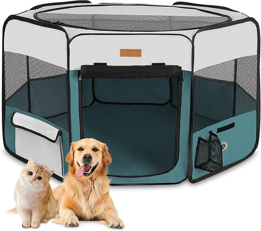 Dog Playpen, Portable Pet Play Pen for Cat, Puppies, Rabbits, Chickens, Foldable Large-Capacity Pet Tent for Indoor/Outdoor Travel Camping (Size XL Without Carry Bag)-PurrikoPets