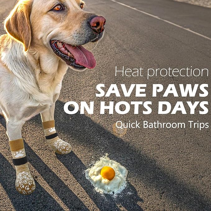 EXPAWLORER Anti Slip Dog Socks to Prevent Licking Paws, Dog Shoes for Hot Pavement, Dog Booties for Small Medium Large Senior Dogs, Traction Control Boots & Paw Protectors for Hardwood Floors-PurrikoPets