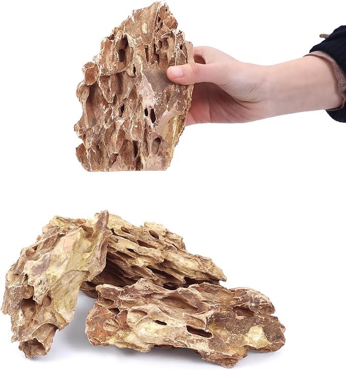 6-8 Inches Natural Dragon Stone 4 PCS Aquarium Rocks for Aquascaping, Aquarium Landscaping, Terrariums, Fish Tank Decoration, Vivariums, Paludarium, Reptile and Amphibian Enclosures-PurrikoPets