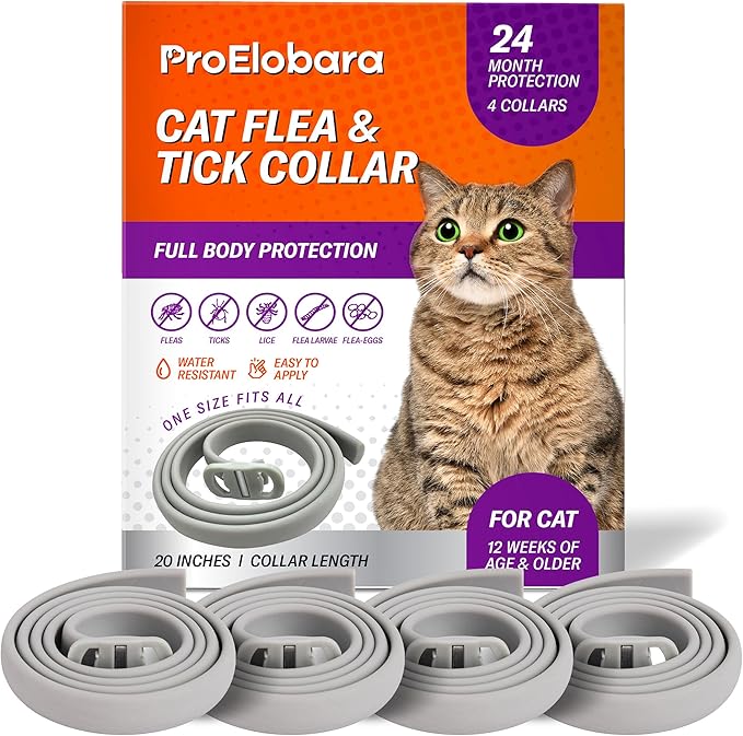 Flea and Tick Prevention Collars for Cats: Effective Pet Flea & Tick Treatment for Cats - Waterproof Adjustable Flea Tick Collars for Large & Small Cat, Outdoor Fleas Ticks Control for Kittens 4 Pack-PurrikoPets