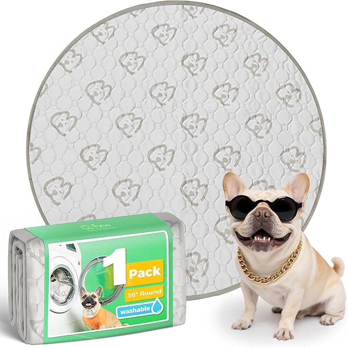 FXW Washable Pee Pads for Dogs, Puppy Pads with Super Absorbent, Specifically Designed for Whelping Box, 36" Round, Khaki, 1 Pack-PurrikoPets