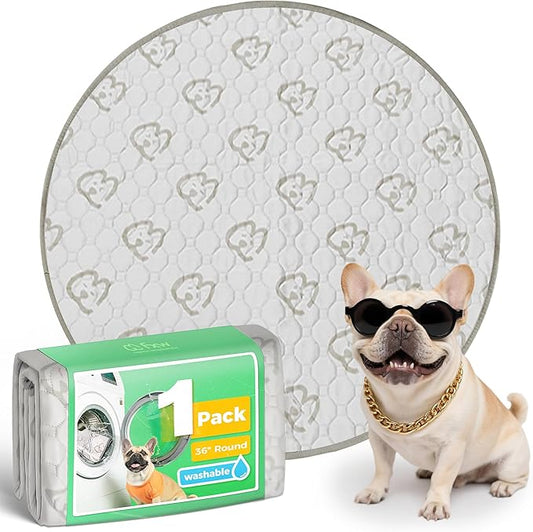 FXW Washable Pee Pads for Dogs, Puppy Pads with Super Absorbent, Specifically Designed for Whelping Box, 36" Round, Khaki, 1 Pack-PurrikoPets