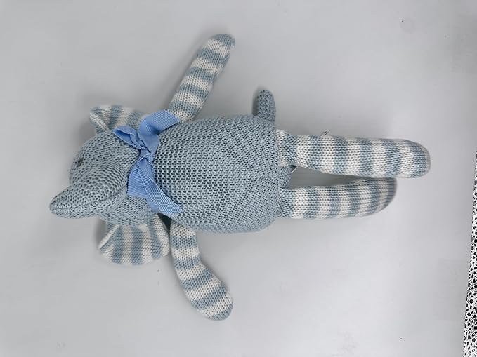 100% Organic Cotton Baby Elephant Stuffed Animal 7.1" | Blue Soft Toy for Newborn-PurrikoPets
