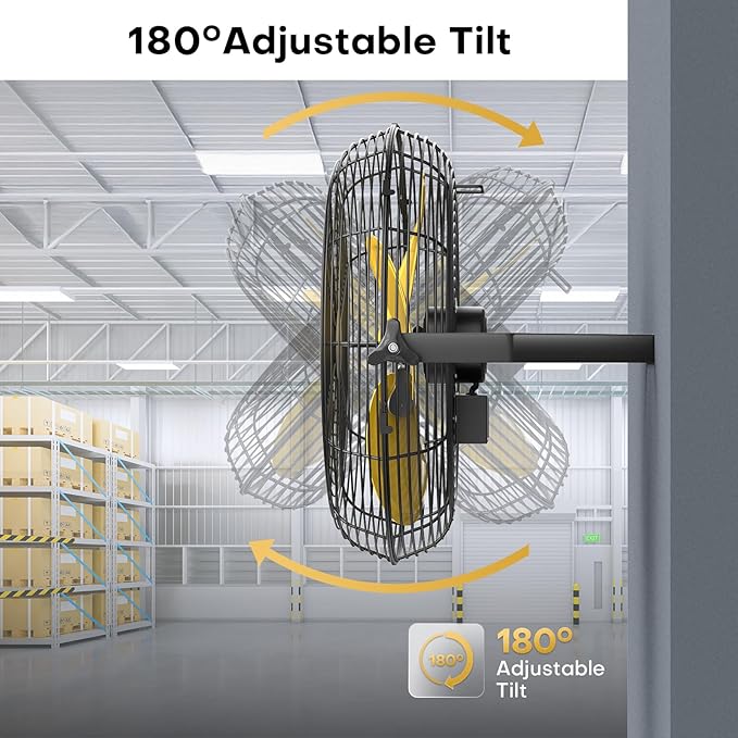 18 Inch Industrial Wall Fan, 4800 CFM Metal Wall Mount Fans with Poweful Motor, 3 Speed, Heavy Duty Fan Indoor for Covered Patio, Greenhouse, Gazebo, and Garage, UL Listed-PurrikoPets