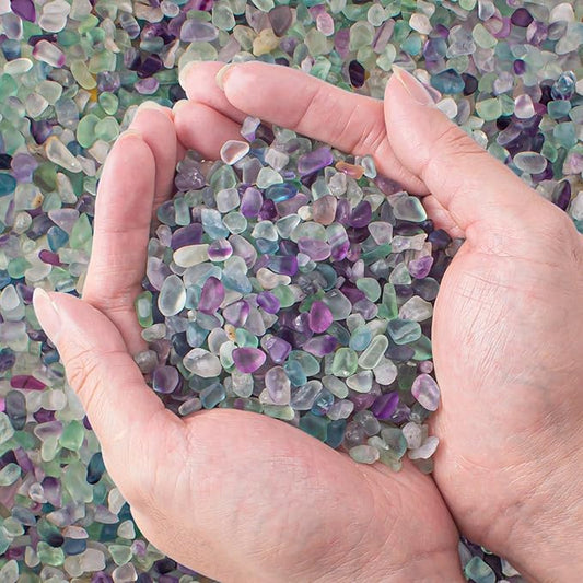 3 Lb Fluorite Crystal Chips Aquarium Fish Tank Gravel, Tumbled Crushed Stone Crystal Chips Bulk Irregular Shaped Decorative Vase Fillers Aquarium Gravel Rocks-PurrikoPets