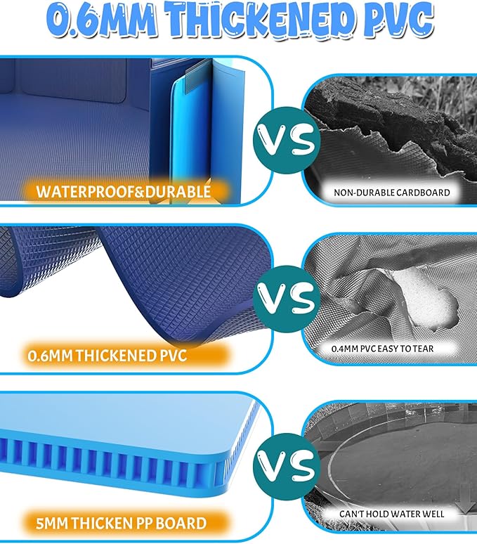 Giant Dog Pool 97"x16", Hyperzoo Foldable Dog Swimming Pool, Hard Plastic PVC Leakproof Doggie Wading Collapsible Pet Bathing Tub for Puppy Small Medium Large Dogs and Kids, Blue-PurrikoPets