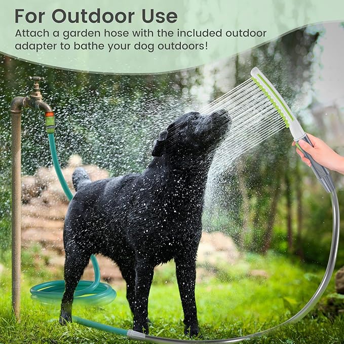 Dog Shower Attachment, Pet Shower Head for Fast and Easy Bathing and Cleaning, Dog Shower Wand With Metal T-Diverter, 8-Foot Hose T-Diverter Adapter For Indoor and Outdoor-PurrikoPets