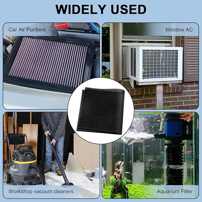 Air Filter Foam Sheet Material, 24" x 12" x 3/8" 30 PPI Filter Foam Sheet, Reusable Air Filter for Cutting and Fitting Purifier, Aquarium, Fish Tank, Air Conditioner-PurrikoPets