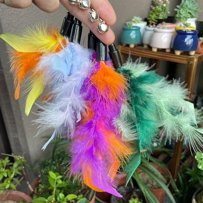 AcceLeah Cat Worm Toy Refills - Assorted Teaser Wand Toys with Bell (11 Pcs)-PurrikoPets