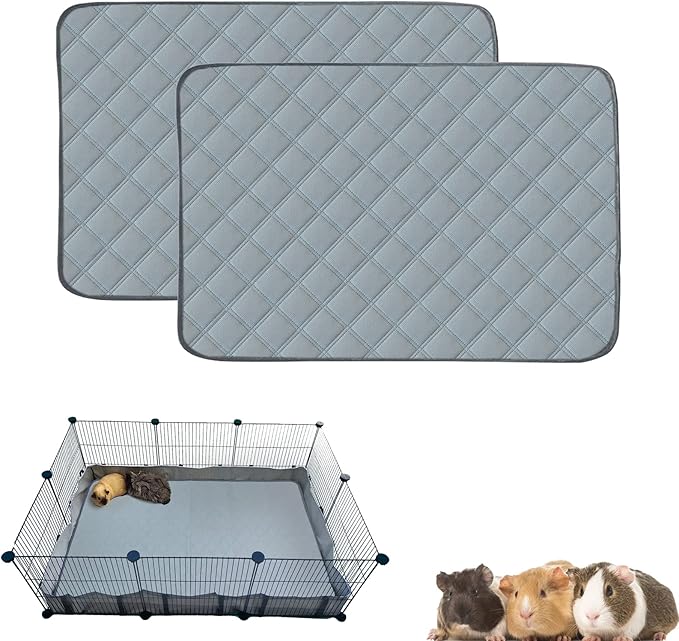 2 Pack Guinea Pig Cage Liners for C&C 2x3 Habitat Washable Guinea Pig Bedding Super Absorbent | Waterproof | Non Slip| Reusable Guinea Pig Pee Pads for Small Animals Cage - 41.3" x 27.6"-PurrikoPets