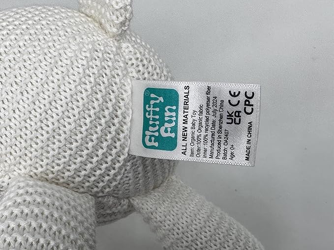 100% Organic Cotton Baby Stuffed Animals White Teddy Bear for Newborn 6.5"-PurrikoPets