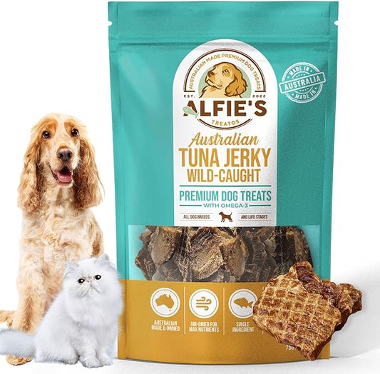 ALFIE'S TREATOS Tuna for Dogs & Cats (2.65 oz), Air-Dried Dog Treats, Omega-3 Food Topper & Training Reward, Australian Wild-Caught, Single Ingredient, Freeze-Dried Alternative-PurrikoPets