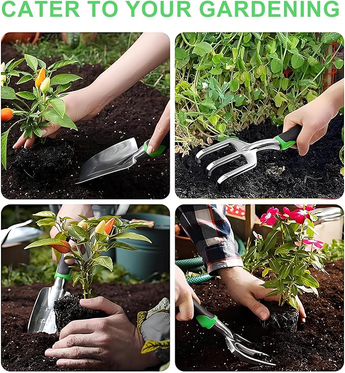 8-Piece Heavy-Duty Gardening Tools with Ergonomic Handles and Storage Bags Make A Wonderful Gift for Parents-PurrikoPets