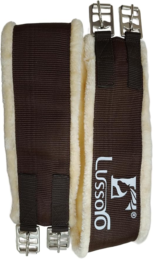 English Girth for Horse English Girth with Fleece Lightweight Horse Girth for English Saddle Size 42 (Brown)-PurrikoPets