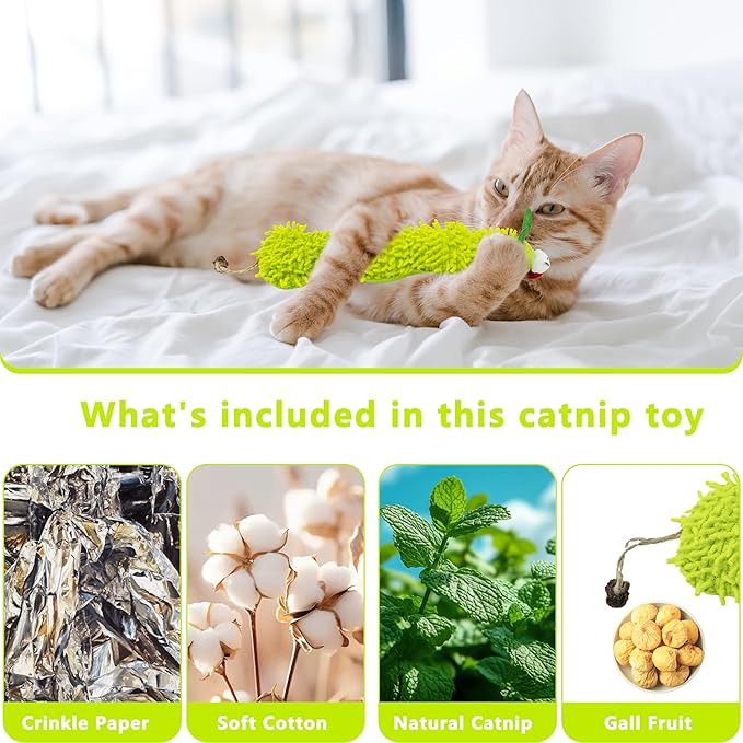 1 Pack Catnip Toys, Soft Cat Pillows Toys, Kitten Caterpillar Catnip Toys,Indoor Interactive Cat Kicker Toys for All Age Cat-PurrikoPets