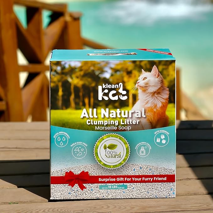 All Natural Clumping Cat Litter – Multiple Scents – Low Dust, Odor Control – (Marseille Soap) 18 lb - Surprise Toy Inside-PurrikoPets