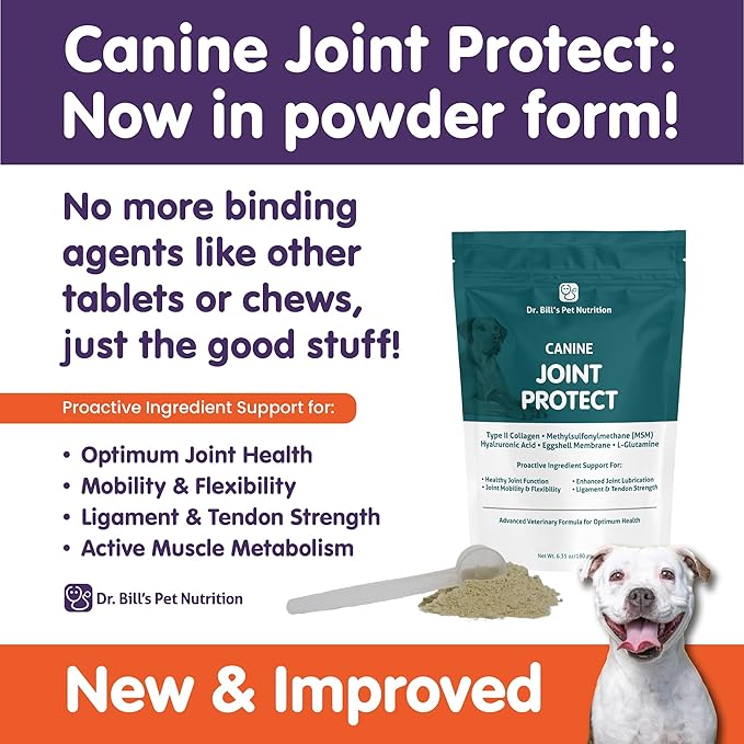 Dr. Bill’s Canine Joint Protect | Joint Support for Dogs | Pet Supplement for Ligament & Tendon Strength | Collagen Type II, Hyaluronic Acid, Eggshell Membrane and L-Glutamine-PurrikoPets