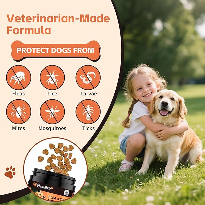 Flea and Tick Prevention for Dogs – 200 Soft Chews - Dog Flea and Tick Treatment & Oral Flea Pills – Skin & Coat Health - Made in USA - for Small, Medium, Large Dogs-PurrikoPets