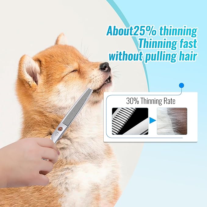 Dog Grooming Scissors: 7 inch Pet Thinning Shears Made Of Japanese 440c Advanced Stainless Steel Professional Grooming Scissors for Dogs Cats and Other Pets-PurrikoPets