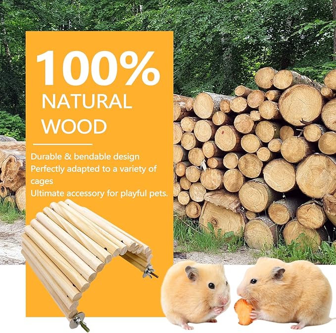 2Pcs Chinchilla Wood Ledge Hamster Wooden Flexible Platform Perch Climbing Toys Cage Accessories for Rat Mouse Sugar Glider Small Animal-PurrikoPets