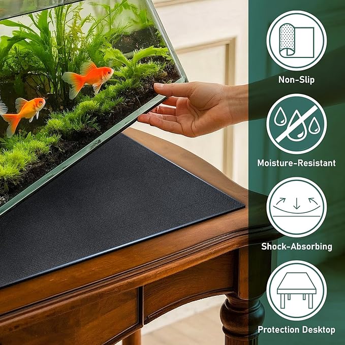15 x 30 x 0.2 Inches Aquarium Leveling Mat 2PCS/Set Neoprene Non-Slip Shockproof Fish Tank Pad Waterproof Textured Surface for Uneven Surfaces Durable Fish Tank Mat with Easy-Cut Edges-PurrikoPets