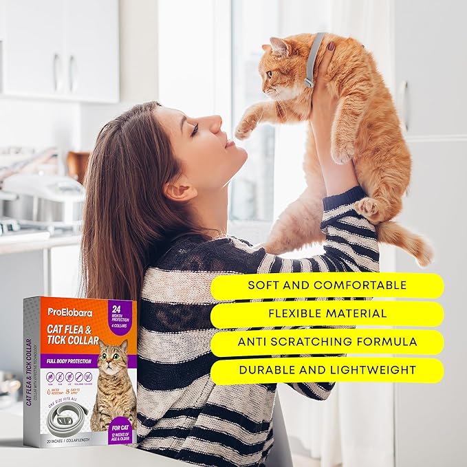Flea and Tick Prevention Collars for Cats: Effective Pet Flea & Tick Treatment for Cats - Waterproof Adjustable Flea Tick Collars for Large & Small Cat, Outdoor Fleas Ticks Control for Kittens 4 Pack-PurrikoPets
