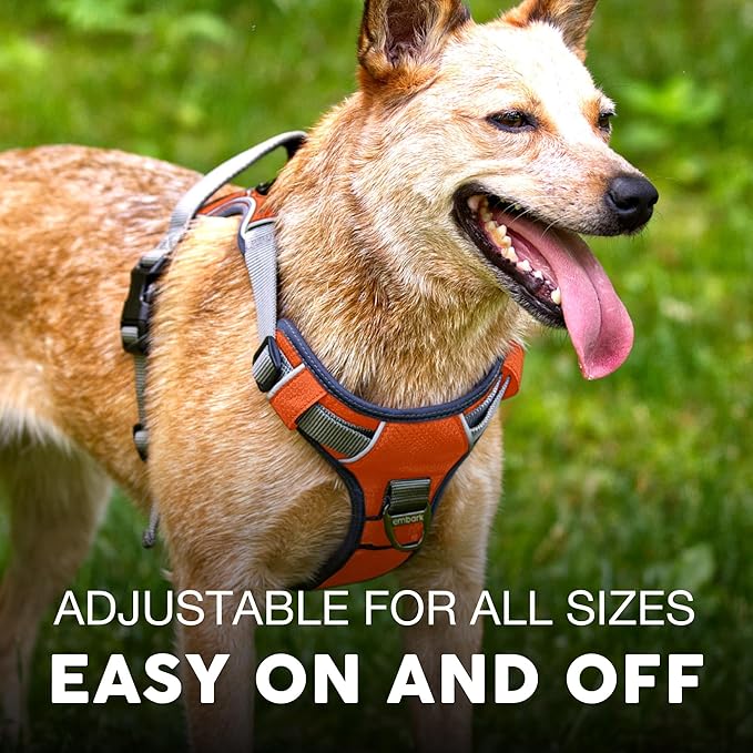 Embark Adventure Dog Harness, Reflective Trim No Pull Dog Harness for Large Dogs - Military Grade Nylon, Front Clip with Gel Lined Handle.-PurrikoPets