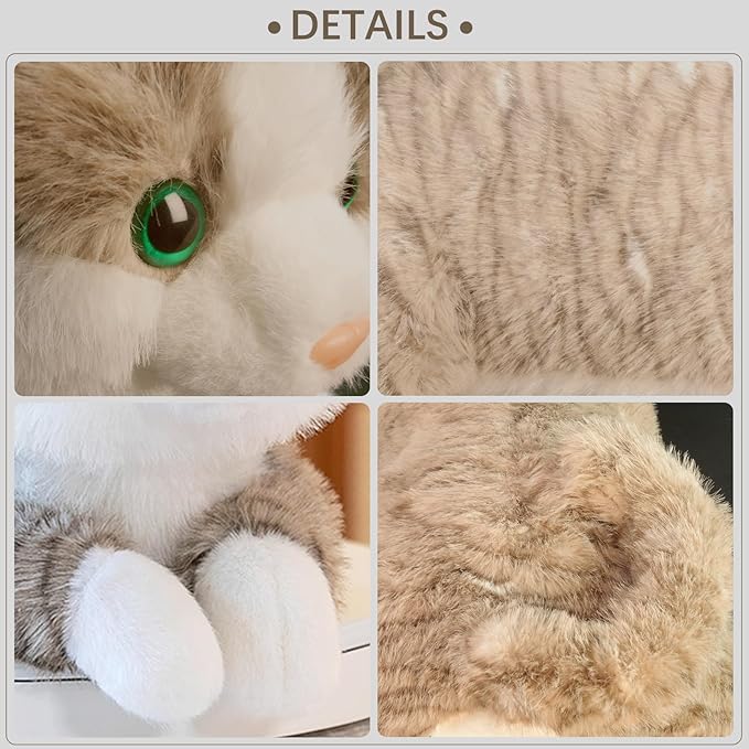 19 inch 3 lbs Cat Weighted Stuffed Animals, Realistic Weighted Cat Stuffed Animal, Sensory Comfort Plush Throw Pillow, Soft Kawaii Stuffed Kitty Plush Toy Gift for Adults Kids Youth-PurrikoPets