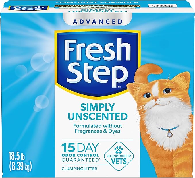 Fresh Step Advanced Simply Unscented Clumping Litter, Fresh Step Unscented Cat Litter Fights Odor on Contact, 18.5 lb. Box-PurrikoPets
