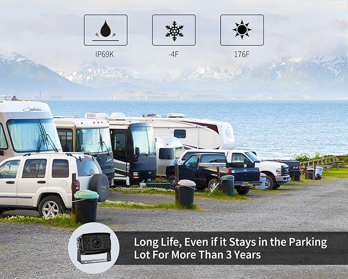 FOOKOO Ⅱ HD Backup Camera System Kit,7" 1080P Reversing Monitor+IP69 Waterproof Rear View Camera,Sharp CCD Chip, 100% Not Wash Up,Truck/Semi-Trailer/Box Truck/RV (FHD1-Wired)-PurrikoPets