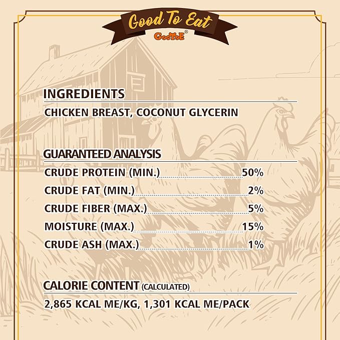 Gootoe Chicken Breast Jerky Dog Treats 1 lb, All Natural, Grain-Free, High-Protein, Low Fat, Healthy & Easily Digestible-PurrikoPets
