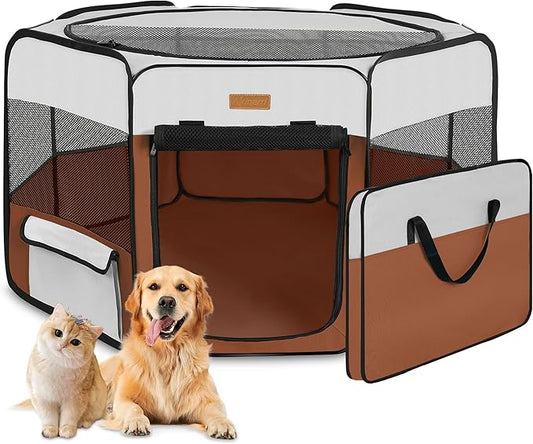 Dog Playpen, Portable Pet Play Pen for Cat, Puppies, Rabbits, Chickens, Foldable Large-Capacity Pet Tent for Indoor/Outdoor Travel Camping (Size XL Without Carry Bag)-PurrikoPets