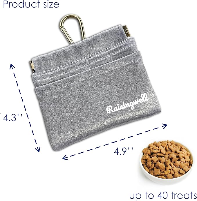 Dog Treat Pouch, Pocket Sized Pet Training Pouch, Hand Free Bronze Dog Walking Bag with Carabiner, Self-Closing Pet Feed Snack Reward, for Puppy Travel or Outdoor Use, NanoPTC-PurrikoPets