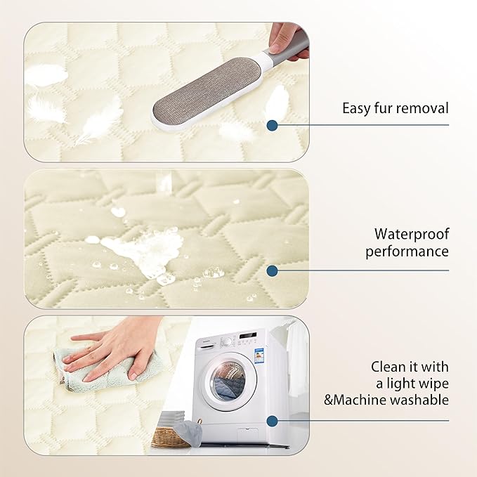 gogobunny 100% Double-Sided Waterproof Dog Bed Cover Pet Blanket Sofa Couch Furniture Protector for Puppy Large Dog Cat, Reversible (30x80 Inch (Pack of 1), Dark Cream/Light Cream)-PurrikoPets