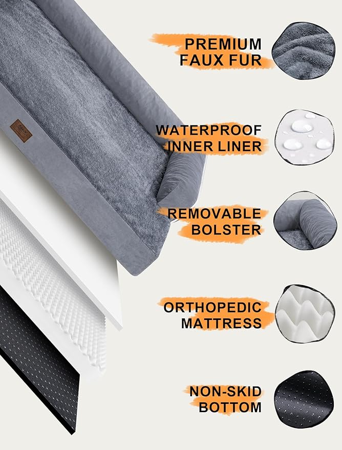 Extra Large Dog Bed Orthopedic Waterproof: Memory Foam Dog Bed for XL XLarge Extra Big Dogs - Couch Sofa - Washable with Removable Cover-PurrikoPets