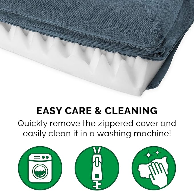 Furhaven Orthopedic Dog Bed for Large Dogs w/ Removable Bolsters & Washable Cover, For Dogs Up to 95 lbs - Sherpa & Chenille Sofa - Orion Blue, Jumbo/XL-PurrikoPets