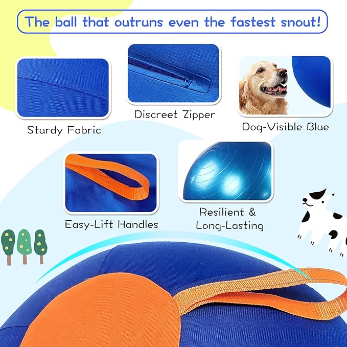 25" Herding Ball for Dogs – Durable Horse Ball Style Dog Toy with Cover – Dog Herding Toy for Outdoor Play, Training & Exercise – Great for Australian Shepherds & Large Breeds-PurrikoPets