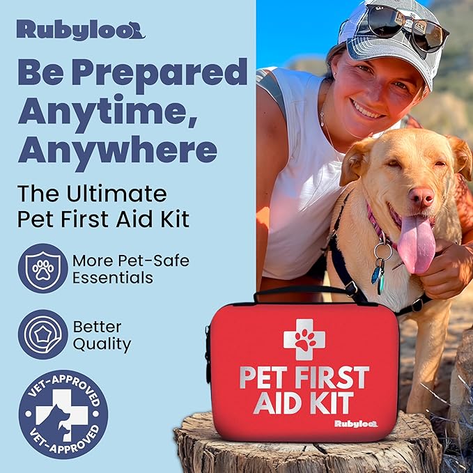 Dog First Aid Kit 2-Pack – Vet-Approved Pet First Aid Supplies for Dogs & Cats in Emergencies – Pet First Aid Guide, Tick Remover, Slip Leash & Medical Essentials for Home, Camping, Car, Travel-PurrikoPets