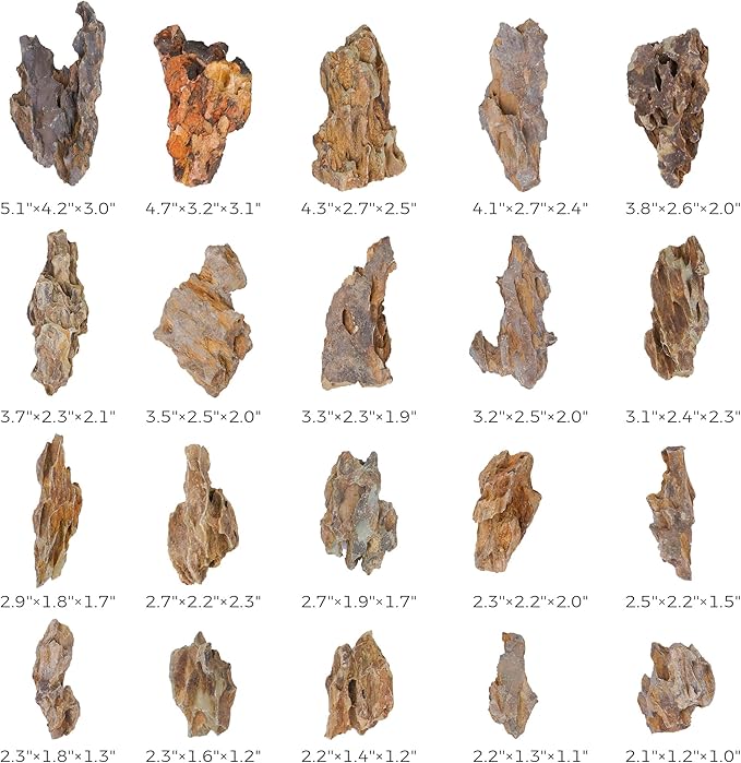 2-4 Inches Natural Dragon Stone 20 PCS Aquarium Rocks for Aquascaping, Aquarium Landscaping, Terrariums, Fish Tank Decoration, Vivariums, Paludarium, Reptile and Amphibian Enclosures-PurrikoPets