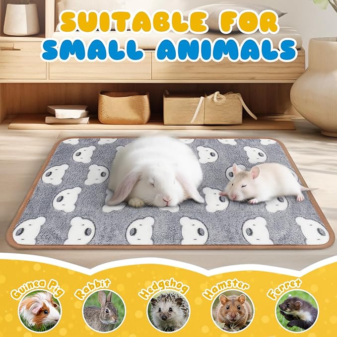 6 Pcs Guinea Pig Bedding Cage Liners Small Animal Flannel Blankets Sleep Mat Absorbent Reusable Pet Pee Bedding Pad Cover for Hamster Ferret Chinchilla Rabbit Hedgehog (16 x 24 Inch, Multi)-PurrikoPets